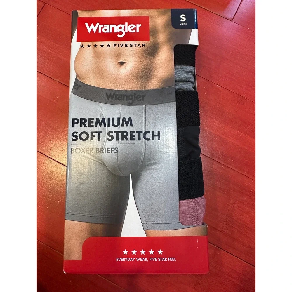 Wrangler Five Star Mens 6 Pack Premium Soft Stretch Boxer Briefs Small 28-30 NEW